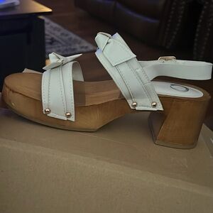 Journee Collection White and Tan Platform Sandals